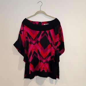 Stylish Geometric Blouse in Pink and Black